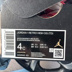 Jordan 1 Retro High OG TD in White, Red, and Black